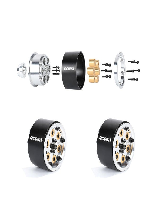 RCAWD طقم عجلات RCAWD Cyberwheelz 2.2 Beadlock مكون من قطعتين، مزود بأثقال موازنة قابلة للفصل، مناسب لسيارات الزحف التي تعمل بالتحكم عن بعد بمقياس 1/10، لون فضي - Image 1